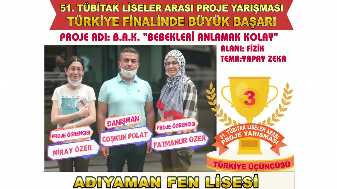 51. TÜBİTAK LİSELER ARASI PROJE YARIŞMASINDA BÜYÜK BAŞARI!!!